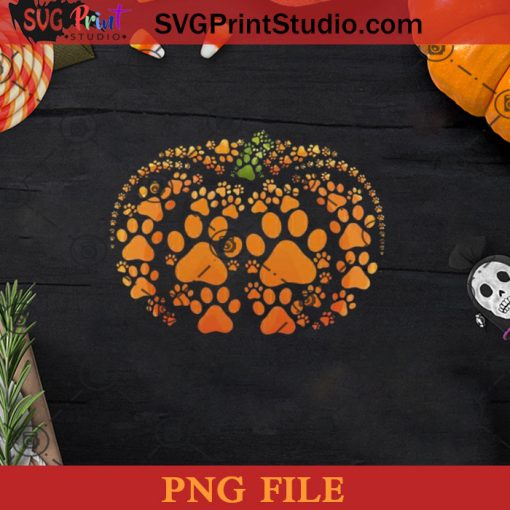 Paw Print Pumpkin Halloween PNG, Pumpkin PNG, Happy Halloween PNG Instant Download