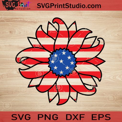 Sunflower SVG, 4th of July SVG, America SVG EPS DXF PNG Cricut File Instant Download