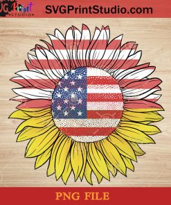 Sunflower American Flag PNG, Sunflower PNG, America PNG Instant Download