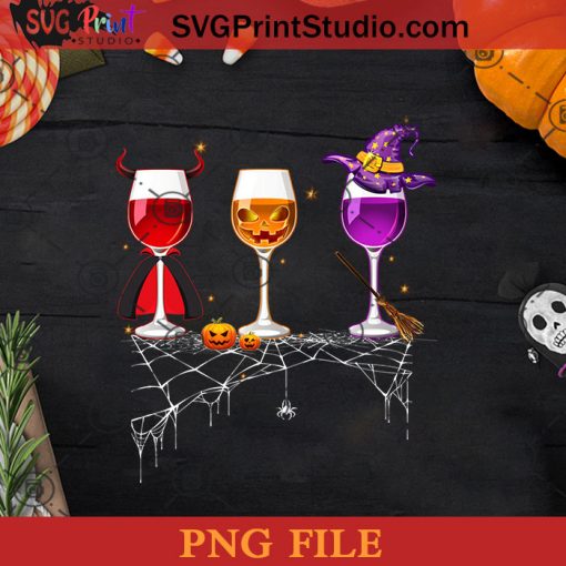 Three Wines Glasses Halloween Party Wine PNG, Halloween Party PNG, Happy Halloween PNG Instant Download