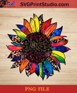 Tie Dye Colorful Sunflower Serape Leopard Glitter Pink PNG, Sunflower PNG, America PNG Instant Download