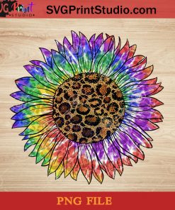 Tie Dye Sunflower Leopard PNG, Sunflower PNG, America PNG Instant Download