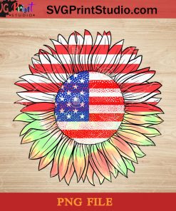 Tie Dye Sunflower American Flag PNG, Sunflower PNG, America PNG Instant Download