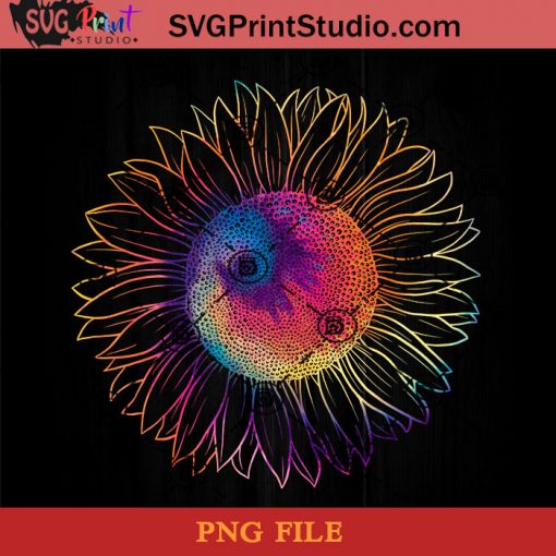 Tie Dye Sunflower Outline PNG, Sunflower PNG, America PNG Instant Download
