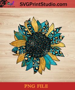 Turquoise Gold Leopard Sunflower PNG, Sunflower PNG, America PNG Instant Download