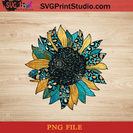 Turquoise Gold Leopard Sunflower PNG, Sunflower PNG, America PNG Instant Download