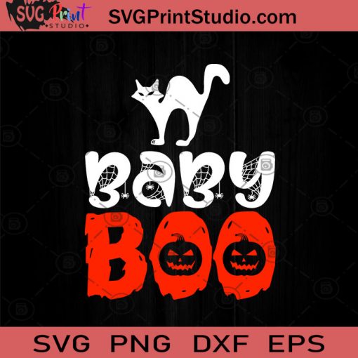 Baby Boo Cat Halloween SVG, Boos SVG, Happy Halloween SVG EPS DXF PNG Cricut File Instant Download