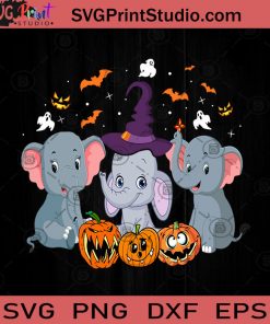 Baby Elephants Halloween SVG, Elephants Halloween SVG, Halloween SVG EPS DXF PNG Cricut File Instant Download