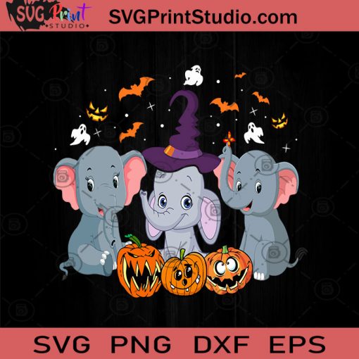 Baby Elephants Halloween SVG, Elephants Halloween SVG, Halloween SVG EPS DXF PNG Cricut File Instant Download