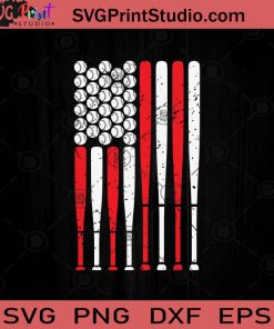 Baseball Patriotic US Flag 4th of July SVG PNG EPS DXF Silhouette Cut Files