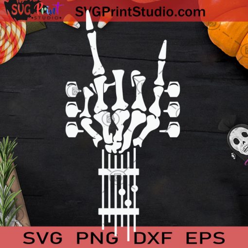 Bone Hand Play Guitar Halloween SVG, Hallowen Skeleton SVG, Bone Hand Play Guitar SVG