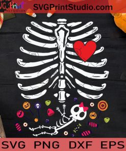 Cute Bone Halloween Pregnancy Baby Girl SVG, Hallowen Skeleton SVG, Cute Bone Halloween SVG