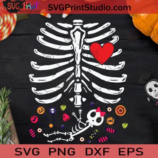 Cute Bone Halloween Pregnancy Baby Girl SVG, Hallowen Skeleton SVG, Cute Bone Halloween SVG