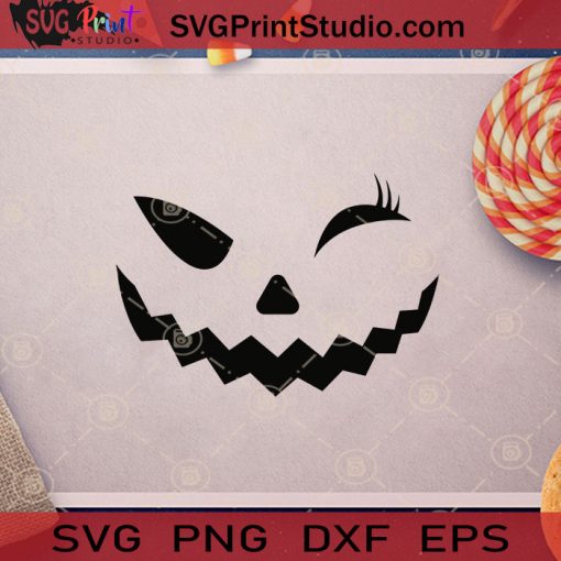 Cute Pumpkin Face Wink Eye Halloween SVG, Wink Eye Halloween SVG