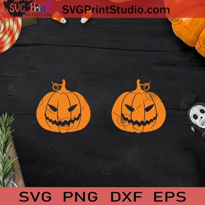 Double Funny Face Halloween Pumpkin SVG, Double Face Pumpkin SVG