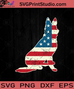 German Shepherd 4th of July SVG PNG EPS DXF Silhouette Cut Files