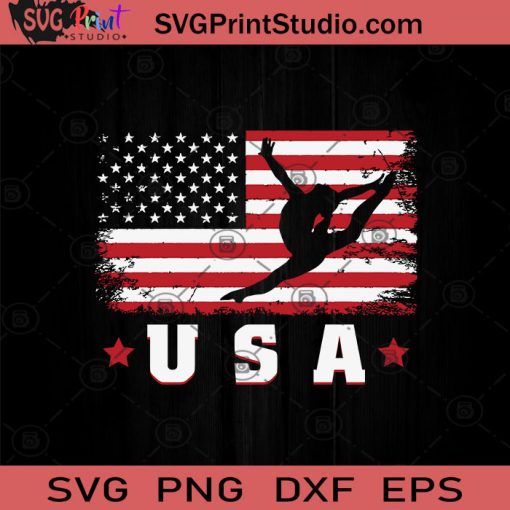 Gymnastic Patriotic US Flag SVG PNG EPS DXF Silhouette Cut Files