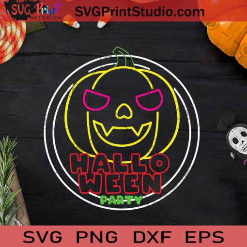 Halloween Party Neon Pumpkin SVG, Neon Pumpkin SVG, Halloween Pumpkin SVG, Halloween Party SVG