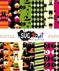 Halloween Party Patterns Digital Paper Download – Instant Download