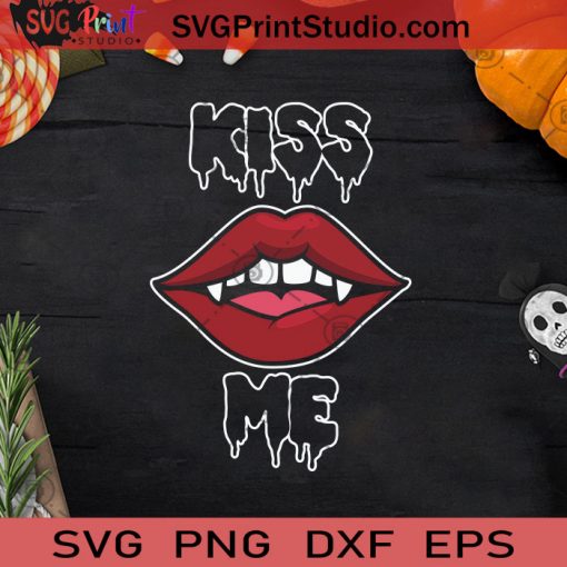 Kiss Me Halloween Vampire Lips SVG, Happy Halloween SVG, Halloween Vampire Lips SVG