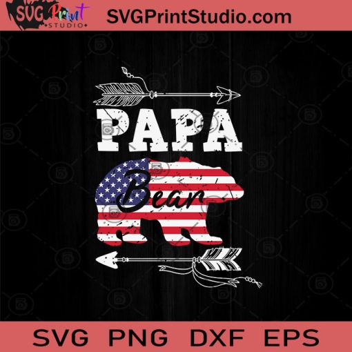 Papa Bear July 4th SVG PNG EPS DXF Silhouette Cut Files