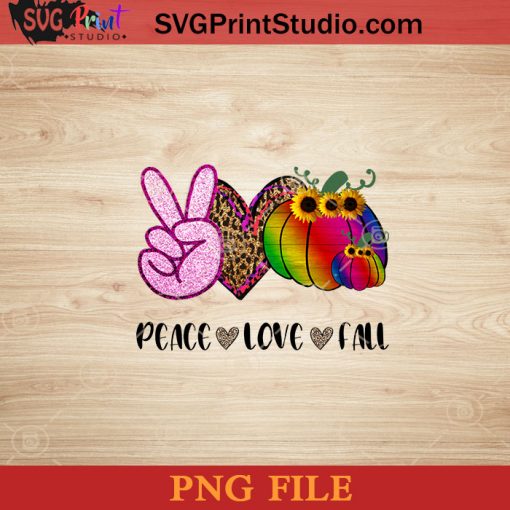 Peace Love Fall Pumpkin Rainbow Halloween PNG, Pumpkin PNG, Happy Halloween PNG Instant Download