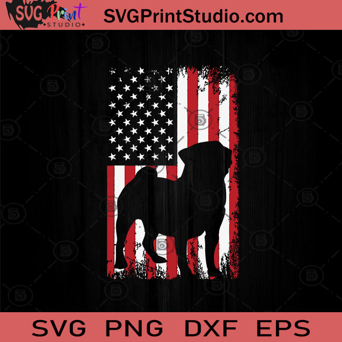 Pug Patriotic US Flag 4th of July SVG PNG EPS DXF Silhouette Cut Files