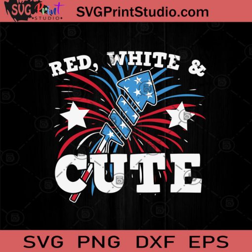 Firework Red White Cute 4th of July SVG PNG EPS DXF Silhouette Cut Files