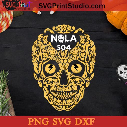 Skull Nola 504 Halloween SVG, Halloween Horror SVG, Happy Halloween SVG DXF PNG Cricut File Instant Download