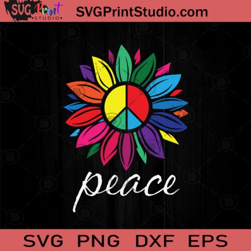 Sunflower Flower Peace Sign Hippie SVG, Sunflower Hippie SVG, Hippie SVG EPS DXF PNG Cricut File Instant Download