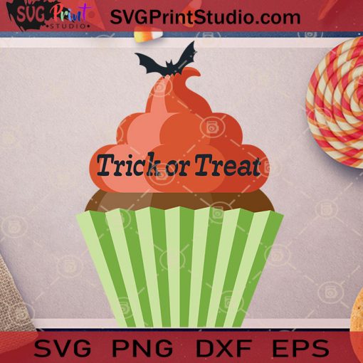Trick Or Treat Candy Cupcake Bat SVG, Halloween Costume SVG, Candy Cupcake Bat SVG