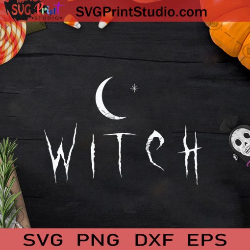 Witch Under The Moon And Star Halloween SVG, The Moon And Star SVG, Witch Halloween SVG
