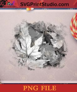 Black And White Rustic Leaves PNG, Fall PNG, Rustic Leaves PNG Instant Download
