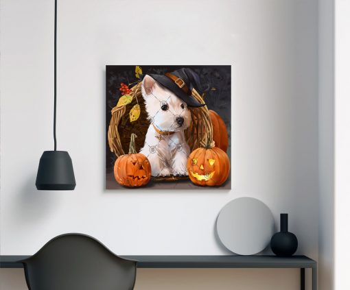 Dog Halloween Cute Wall Art, Halloween Decoration, Halloween Art Print Digital Download