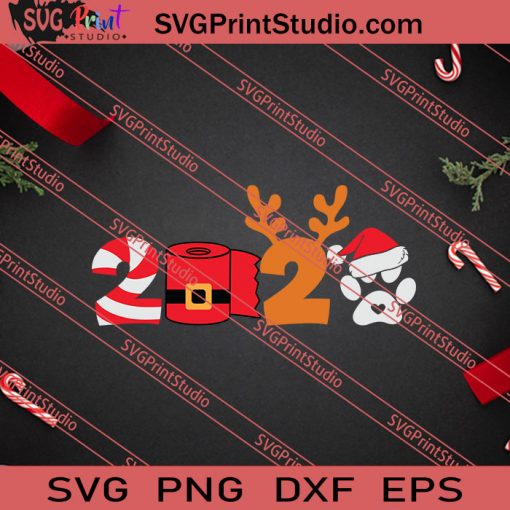 2020 Quarantine Christmas Dog Pawprints SVG PNG EPS DXF Silhouette Cut Files