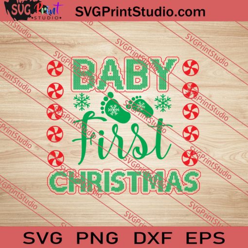 Baby First Christmas SVG PNG EPS DXF Silhouette Cut Files
