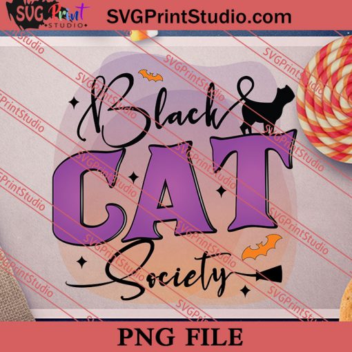 Black Cat Society Halloween PNG, Halloween Costume PNG Instant Download