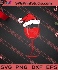 Christmas Wine Glasses Santa Hat SVG PNG EPS DXF Silhouette Cut Files