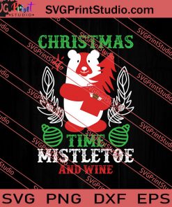 Christmas Time Mistletoe And Wine SVG PNG EPS DXF Silhouette Cut Files