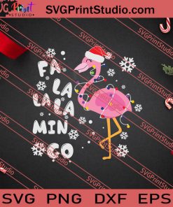 Flamingo Christmas Light Santa Hat SVG PNG EPS DXF Silhouette Cut Files