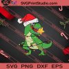 Trex Christmas Light Santa Hat SVG PNG EPS DXF Silhouette Cut Files