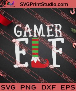 Gamer Elf Christmas SVG PNG EPS DXF Silhouette Cut Files