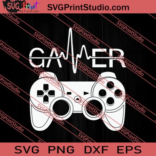 Gamer Heartbeat Game Controller SVG PNG EPS DXF Silhouette Cut Files