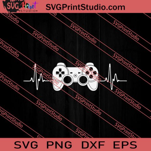 Gamer Heartbeat Video Game Lover SVG PNG EPS DXF Silhouette Cut Files