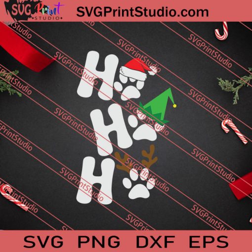 HO HO HO Pawprint Santa SVG PNG EPS DXF Silhouette Cut Files