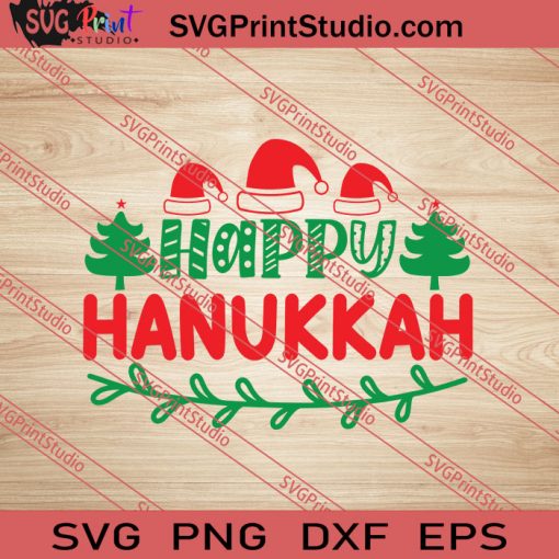 Happy Hanukkah Christmas SVG PNG EPS DXF Silhouette Cut Files