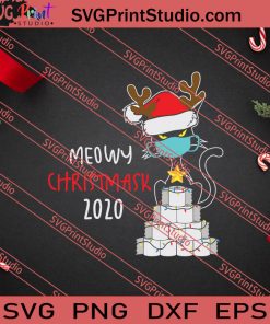 Meowy Chrismask 2020 Funny Cat SVG PNG EPS DXF Silhouette Cut Files