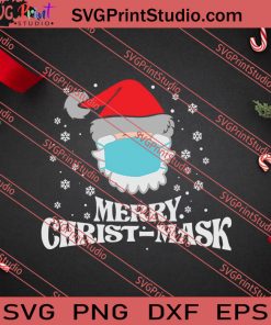 Merry Quarantine Xmas Santa With Facemask SVG PNG EPS DXF Silhouette Cut Files