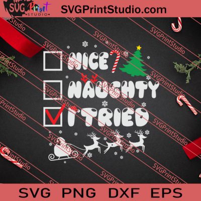 Nice Naughty I Tried Funny SVG PNG EPS DXF Silhouette Cut Files