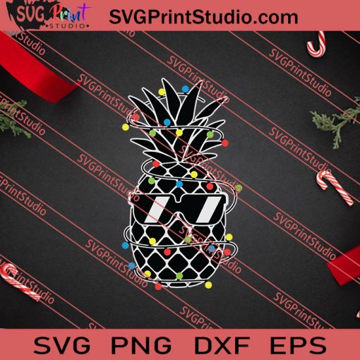Pineapple Christmas Light SVG PNG EPS DXF Silhouette Cut Files